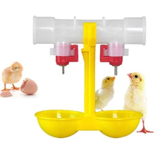 Double Outlet Drinking Hanging Chickens Cups Nipple Drinker Poultry Waterer
