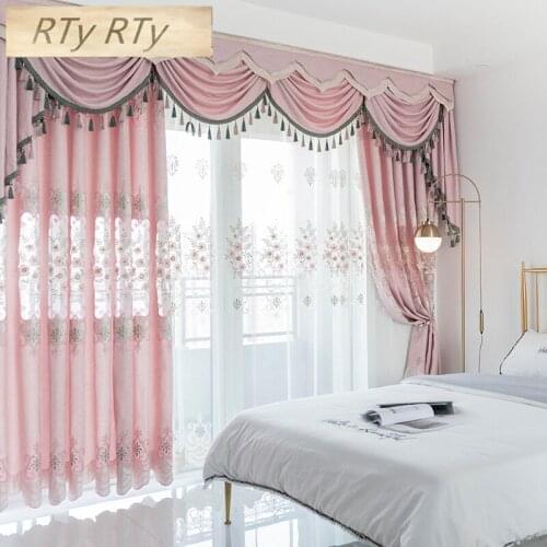 Polyester European luxury embroidered gold curtains for the living room kitchenwith the sheer luxury hotels suitable for bedroom