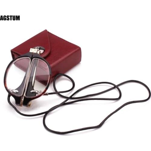 Half Moon Mens Women Wrap Neck Round Foldable Eyewear Eyeglasses Reading Glasses