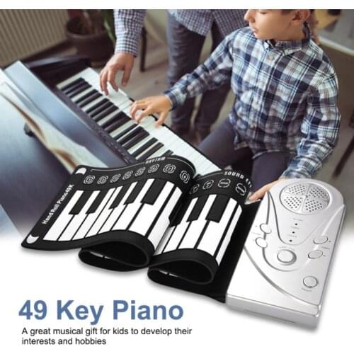 Portable 49-Key Flexible Silicone Roll Up Piano Folding Electronic Keyboard For Children Early Educational Musical Instrument