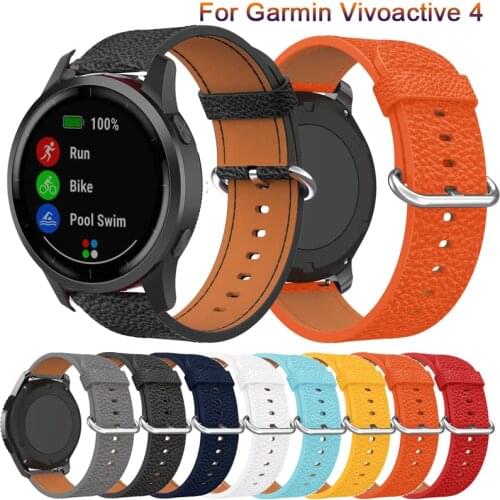 22mm New luxury leather Strap for Garmin Vivoactive 4 watchband wristband Correa for Galaxy Watch 46mm /GTR 47mm bracelet strap