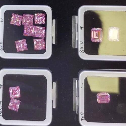 Pink color square shape loose moissanite 4.5x4.5mm-6.5x6.5mm 1pcs Fancy color GRA Certification Diamonds