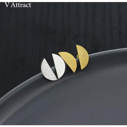 V Attract Golden Semicircle Stud Earrings For Women Geometric Jewelry 304 Stainless Steel Pendientes Mujer Moda 2018
