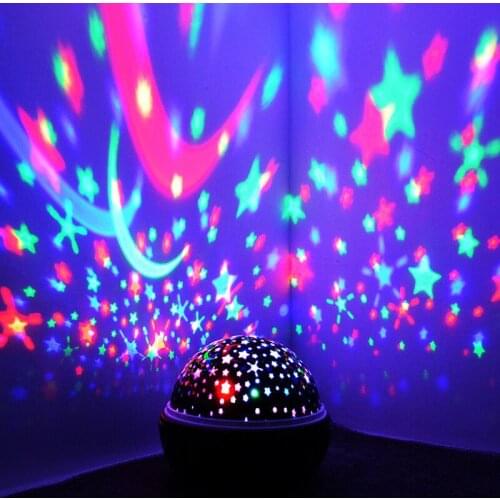 Led Night Light Starry Sky Projector Lamp Decoration for Home Childrens Bedroom Rotating Stars and Moon Romantic Bedside Lamp