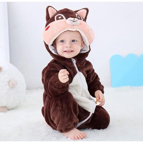 TUONXYE Baby Cartoon Romper Newborn Pajamas Cute Mouse Animals Costume Flannel Baby Rompers Baby Boy Girls Autumn Kigurumi Suit