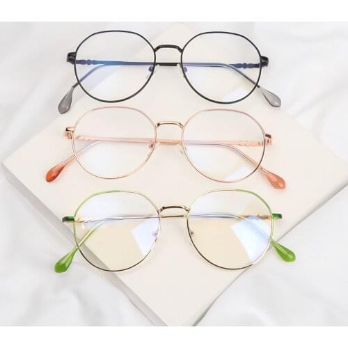 Ultralight Metal Round Frame Anti-UV Blue Rays Radiation Myopia Eyeglasses Reduces Eye Strain Flat Mirror Eyewear -1.0~-4.0