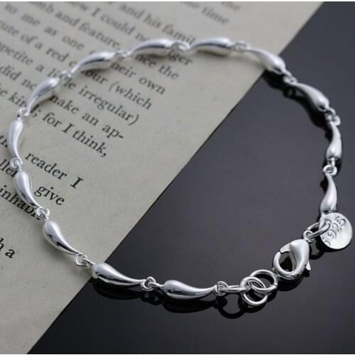 Bohemian Style Silver Plated Water Drop Bracelet Charm Women Necklace Summer Beach Party Jewelry Accessories Anniversary Gift