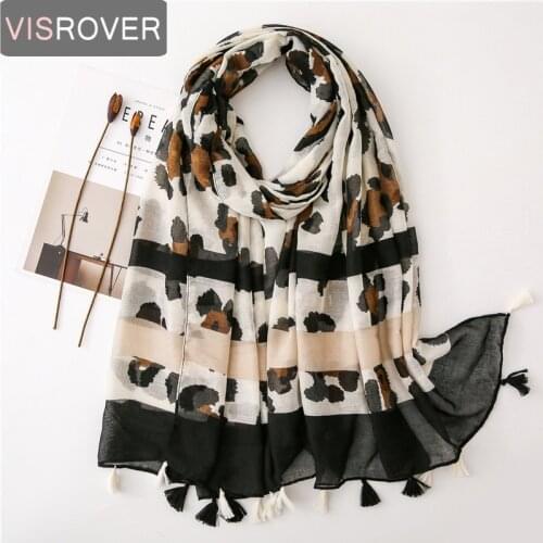 Visrover New Animal Leopard Printing Scarf Viscose Beach Scarves Shawl Hijab Women Head Scarfs Fashion For Summer Wholesales