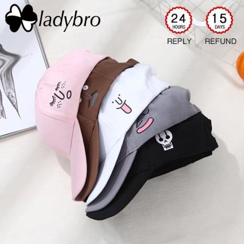 Ladybro Women Hat Cap Men Casual Expression Black Baseball Cap Male Snapback Hats For Female Dad Hat Hip Hop Cap Cute Pink Bone