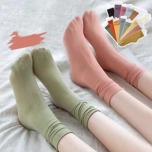 Women Socks Summer Tube White Socks Ultra-thin Ice Silk Cool Soft Summer Student Stockings Pile Stockings Female Japanese Style