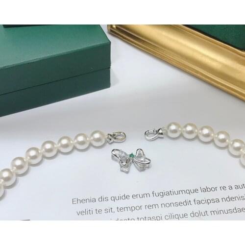Solid 925 Sterling Silver Clasp Round 8-9mm Fresh Water White Pearls Necklaces for Women Fine Jewelry Birthday Presents