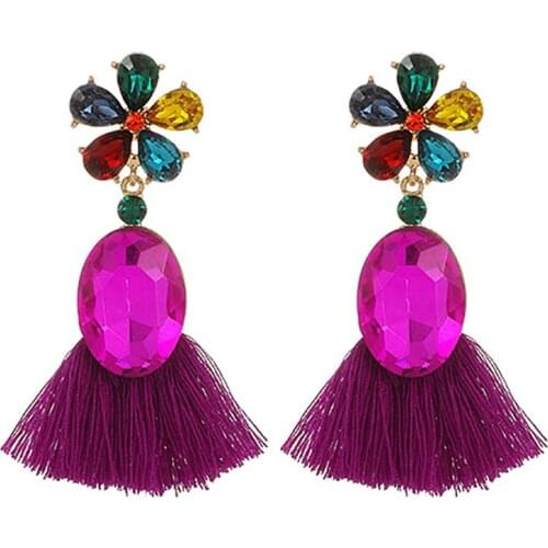 ZHINI Bohemia Vintage Dangle Tassel Earrings for Women Statement Ethnic Colorful Crystal Water Drop Earring Wedding Jewelry 2020