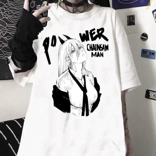 2021 Anime Chainsaw Man T-shirt Short Sleeve Harajuku Funny Power Casual Fashion Men Women Unisex Street Style T-shirt