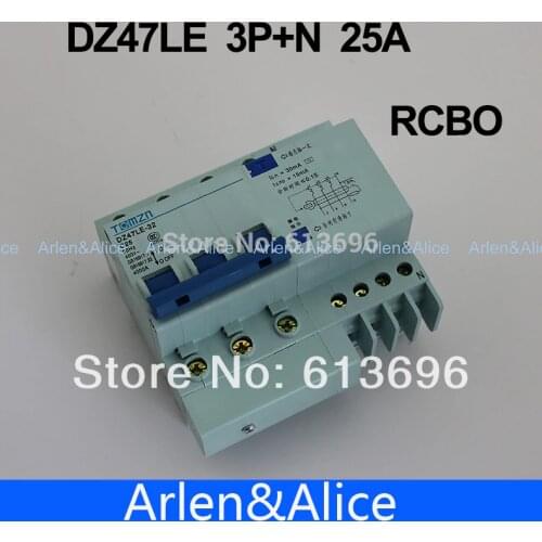 DZ47LE 3P+N 25A 400V~ 50HZ/60HZ Residual current Circuit breaker with over current and Leakage protection RCBO