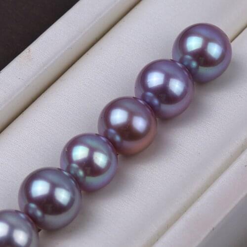 MADALENA SARARA 7-14mm AAA Dark Purple Edison Freshwater Pearl Loose Bead Perfectly Round