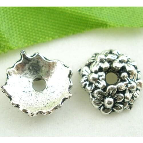 DoreenBeads Zinc Based Alloy Beads Caps Flower Antique Silver Color DIY Making Fashion Earrings Jewelry 10mm x 3mm, 60 PCs