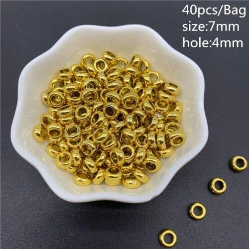40pcs/Lot 7mm Oval Shape Gold Connector Alloy Beads Cap Ancient Golden Charms Beads For Jewelry Making