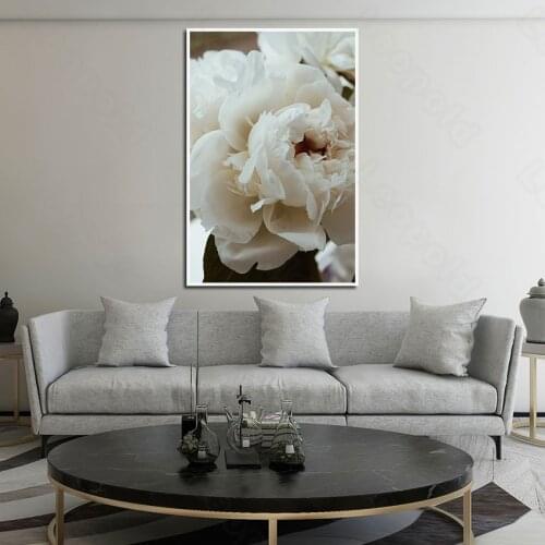 One Piece Decorative Unframed Canvas Modern Art Painting Nordic Style White Flower Poster for Living Room Wall Decoration