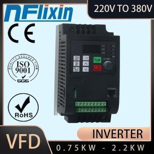 VFD 220V to 380V 0.75/1.5/2.2KW 3hp Variable Frequency Drive CNC Drive Inverter Converter for 3 Phase Motor Speed Control