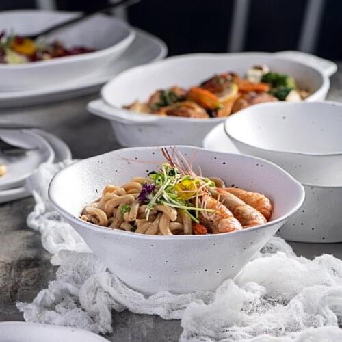 European style dishes set household ceramic tableware irregular dishes combination kitchen tableware noodle bowl salad bowl