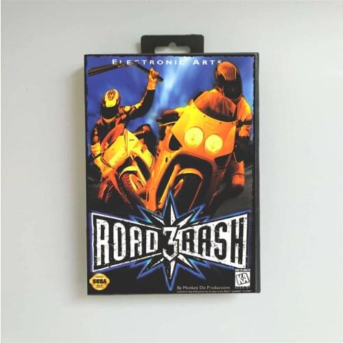 Road Rash 3 Tour De Force - USA Cover With Retail Box 16 Bit MD Game Card for Sega Megadrive Genesis Video Game Console