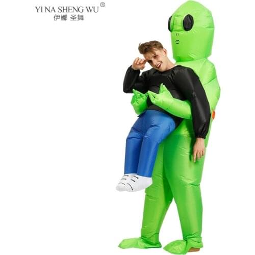 Hot Adult Kids Green Alien Inflatable Costume Multiple Cosplay Costume Funny Blow up Suit Party Costume Fancy Dress Costume Sets
