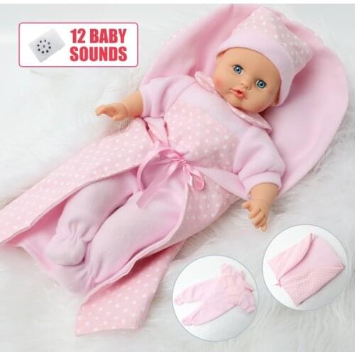 16 inch Simulation sound Bebe reborn doll 40.5 cm lifelike Silicone Long hair Plush padding Baby doll dress for Toys children