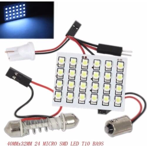 40mmx32mm 24 Micro Smd Led T10 Ba9s Festoon Reveres Back Up Stop Head Tail Light Panel Lamp Car Interior Reading Lights TT100475