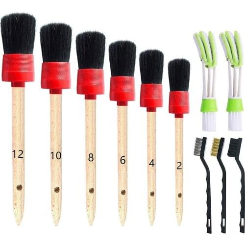 11 Pcs Auto Detailing Brush Set for Cleaning Wheels Interior Exterior, Leather Including Premium Detail Brush Air Conditioner