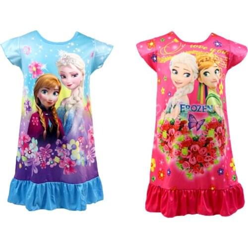 New Anna Elsa Children Pajamas Summer Girls Baby Pajamas Cotton Princess Girl Nightgown Home Clothes Girl Sleepwear
