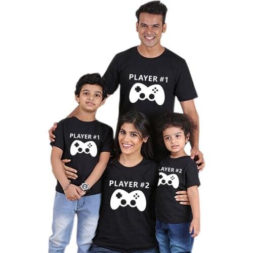 Parent Child Wear SummerNew Family Matching Outfits Short Sleeved T Shirt Gamepad Father Mother Boys Daughter Girl Kids Clothin