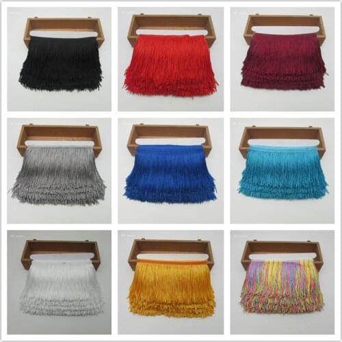 Wholesale 1 Yards Fringe Tassel Trimming Lace Latin Dress Macrame Samba Dance Clothing Lace Polyester Single Band 10cm width