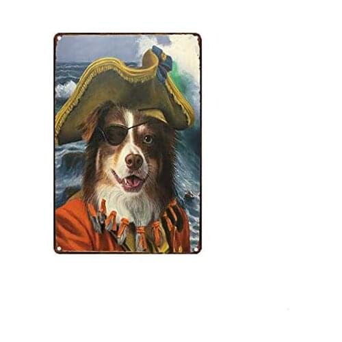 Pirate Dog Vintage Style Metal Sign Iron Painting for Indoor & Outdoor Home Bar Coffee Kitchen Wall Decor 8 X 12 Inch
