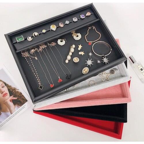 New Velvet/PU Leather Jewelry Tray Jewellery Organizer Storage Box Ring Earring Bracelet Necklace Holder Case Jewelry Plate