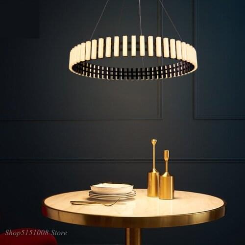 Modern Black Ring LED Chandelier Lighting For Living Room Nordic Creative Bedroom Hanging Lamp Dinning Room Deco Light Fixtures