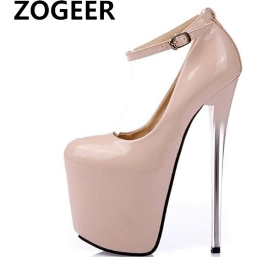 Fashion Extreme High Heels 19CM Platform Sexy Straps Women Pumps Black Nude Heels Evening Party Fetish Shoes Woman Large Size 47