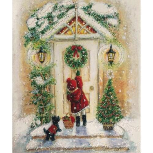 Girl Wreath Christmas Tree 11CT Kit Needlework Craft Set Cotton Thread Canvas Printed Home Decor Christmas Gift Hot Sell