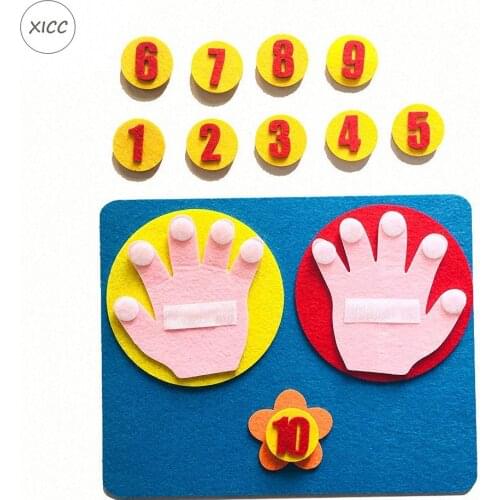 XICC Handmade Felt Finger Numbers Counting Math Toy Set Children Early Teaching Aids DIY Wool Nonwoven Digital Kindergarten Gift