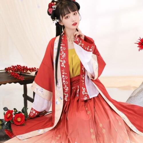 XinHuaEase Hanfu Suit Womens Dresses Song Dynasty Chinese Style Traditional Ancient Oriental Folk Cosplay Costume Photography