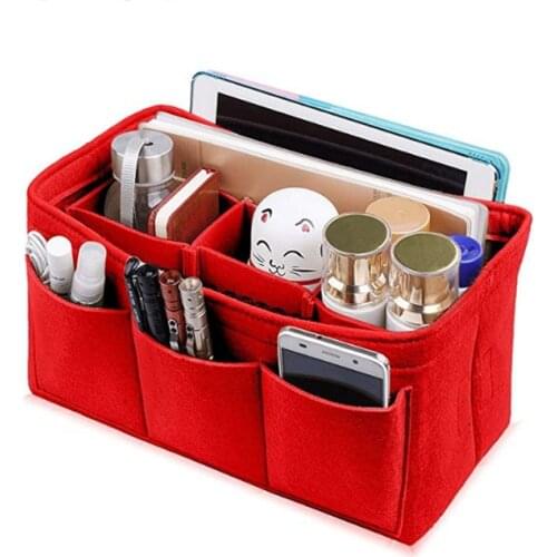 Women Fashion Felt Cloth Inner Bag Fits in Insert Handbag Multi-pockets Cosmetic Bags Storage And Personal Belongings Organizer