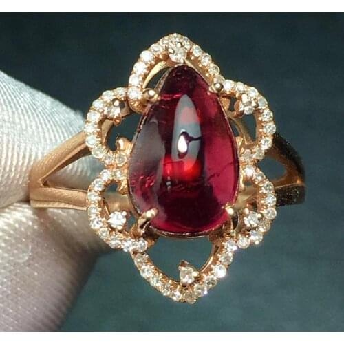 Rubillite Ring Fine Jewelry Pure 18 K Gold Natural Rubi Tourmaline 4.5ct Gemstone Diamond Gift Female Rings for Women Fine Ring