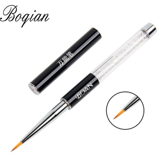 BQAN 1pcs Nail Brush Crystal Acrylic Nail Art Brushes UV Gel Painting Line Brush Nylon Hair Pen Manicure Nail Liner Tool