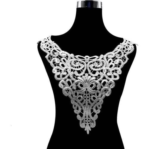 1PCS New White Black Cotton Embroidered Flowers Lace Applique Fake Collar Trim Women Dress Blouse Sewing Patch DIY Scrapbooking