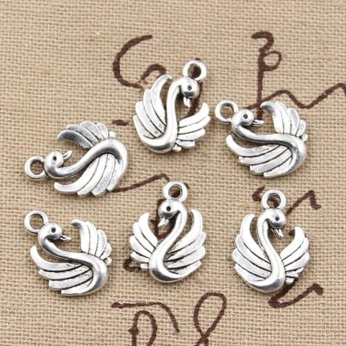 15pcs Charms Double Sided Swan 17x12mm Antique Making Pendant fit,Vintage Tibetan Silver color,DIY Handmade Jewelry