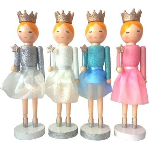 4pcs Wooden Nutcracker Soldier Ballet Girl Tabletop Ornaments 2021 New Year Girl Gift Doll Merry Christmas Decoration Pendants