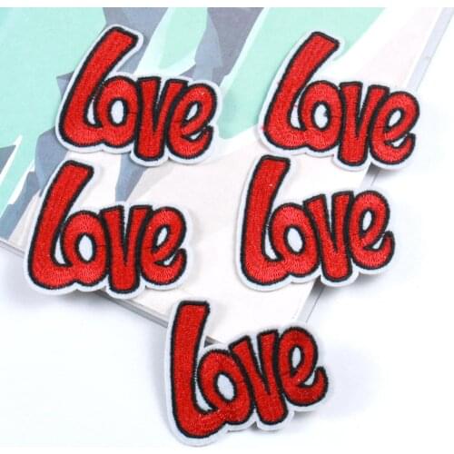 5Pcs Red Sexy LOVE Letter Embroidery Patch Iron on Sewing DIY Fabric Embellished Badge Finishes