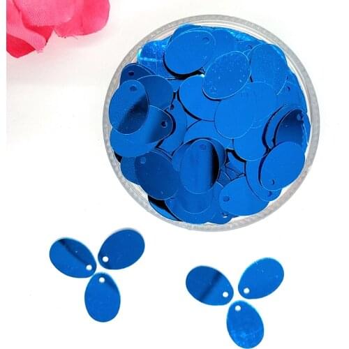 50g/lot 9*13mm Lake Blue Small Oval Egg Shape Loose Sequins Side Hole Spangle, Sequins a Coudre, Glitter For Crafts
