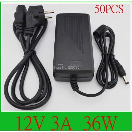50PCS 12V 3A High quality 36W Led Power Adapter for LED Light or LCD Monitor US .EU.AU .UK plug DC plug 5.5mmx2.1mm-2.5mm