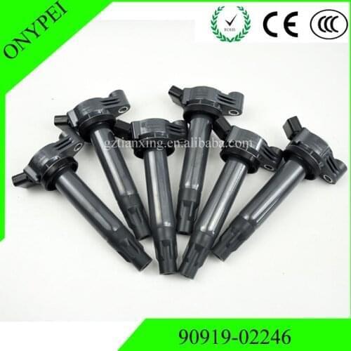 6PCS New Pencil Ignition Coil For Toyota Camry Highlander Lexus ES330 RX330 3MZ-FE OE# 90919-02246 , 90080-19025