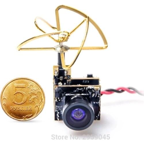 AKK S2 5.8G 48CH 25mW VTX 600TVL 1/3 Cmos AIO FPV Camera with Clover Antenna for FPV Drone Like Tiny Whoop Blade Inductrix etc